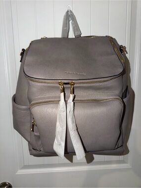 Poppy & Peonies Lullababy Diaper Backpack - Grey
